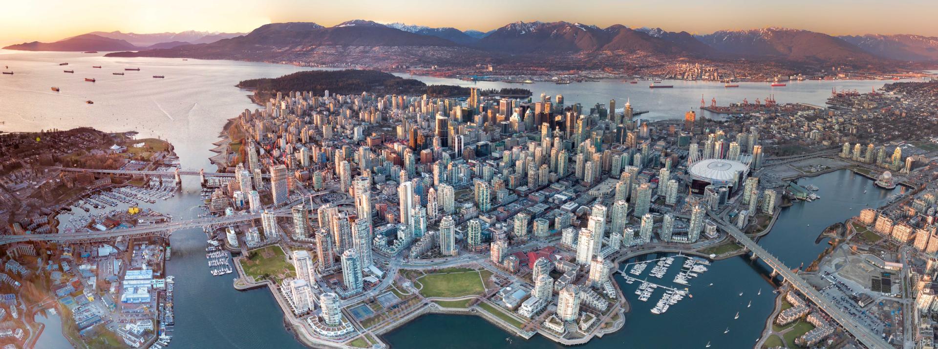 Aerial view of downtown Vancouver