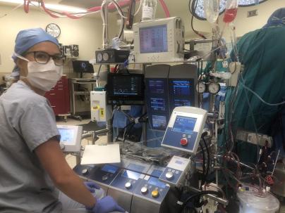 Nicole Samouilhan, Cardiovascular Perfusionist in the operating room.