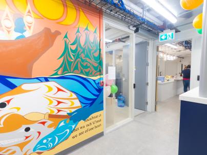 Colourful mural at the Downtown Eastside Youth Outreach space at 786 Powell Street