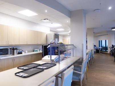 The shared dining, kitchen and social space at the new Dogwood Care Home in South Vancouver