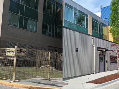 Before and after construction of the new UBC medical education centre at richmond hospital