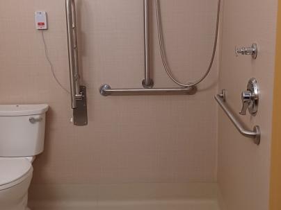 Shower facilities in a private room at Silverstone Hospice