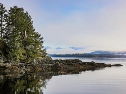 Foggy coastline near Bella Bella