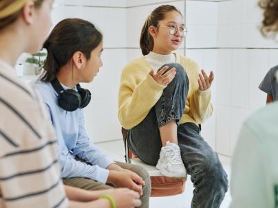 Junior high students in a discussion group