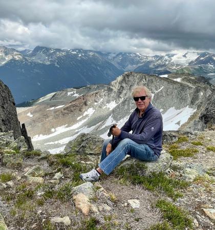 VGH trauma patient Wayne on the top of a mountain in Whistler, B.C.